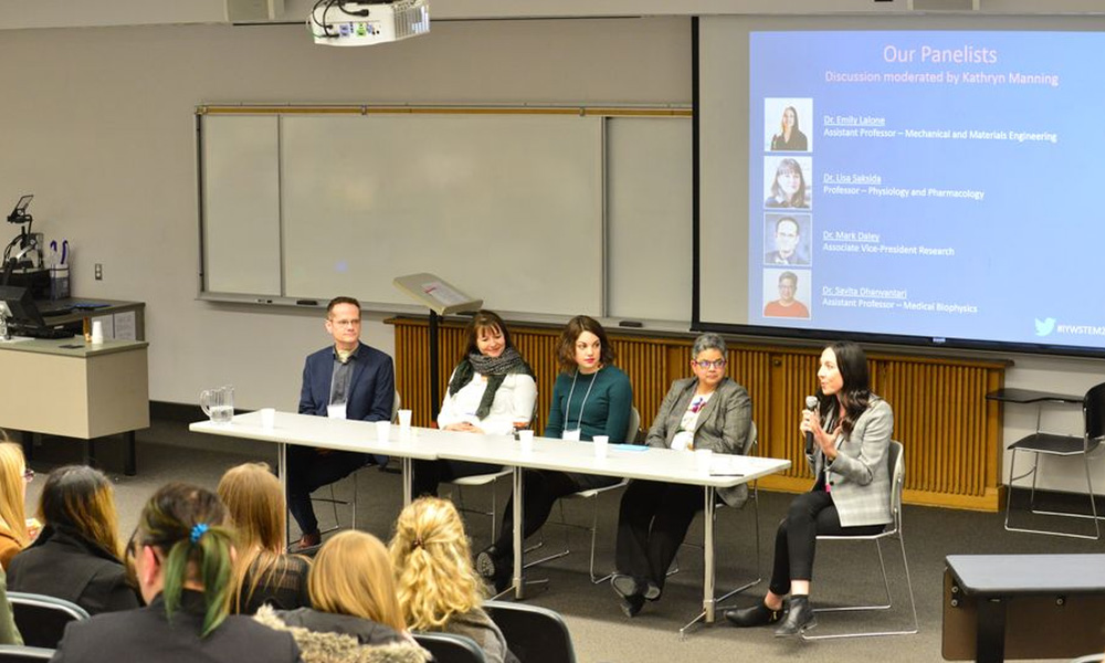 Speaker panel at the Inspiring Young Women in STEM conference 2018.