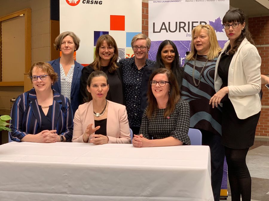 Fay Harrison and Lisa Saksida with the Hon. Kirsty Duncan